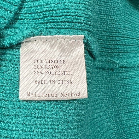 Zesica Mock Turtle Neck Puff Sleeve Turquoise Sweater Size S - Picture 10 of 10